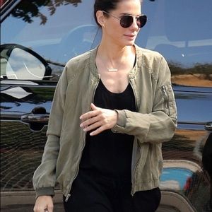 Sanctuary Green Olive Pilot Linen Bomber Jacket